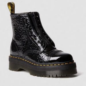 SINCLAIR LEOPARD EMBOSS PATENT LEATHER PLATFORM BOOTS